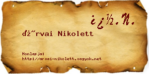 Árvai Nikolett névjegykártya