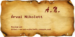 Árvai Nikolett névjegykártya